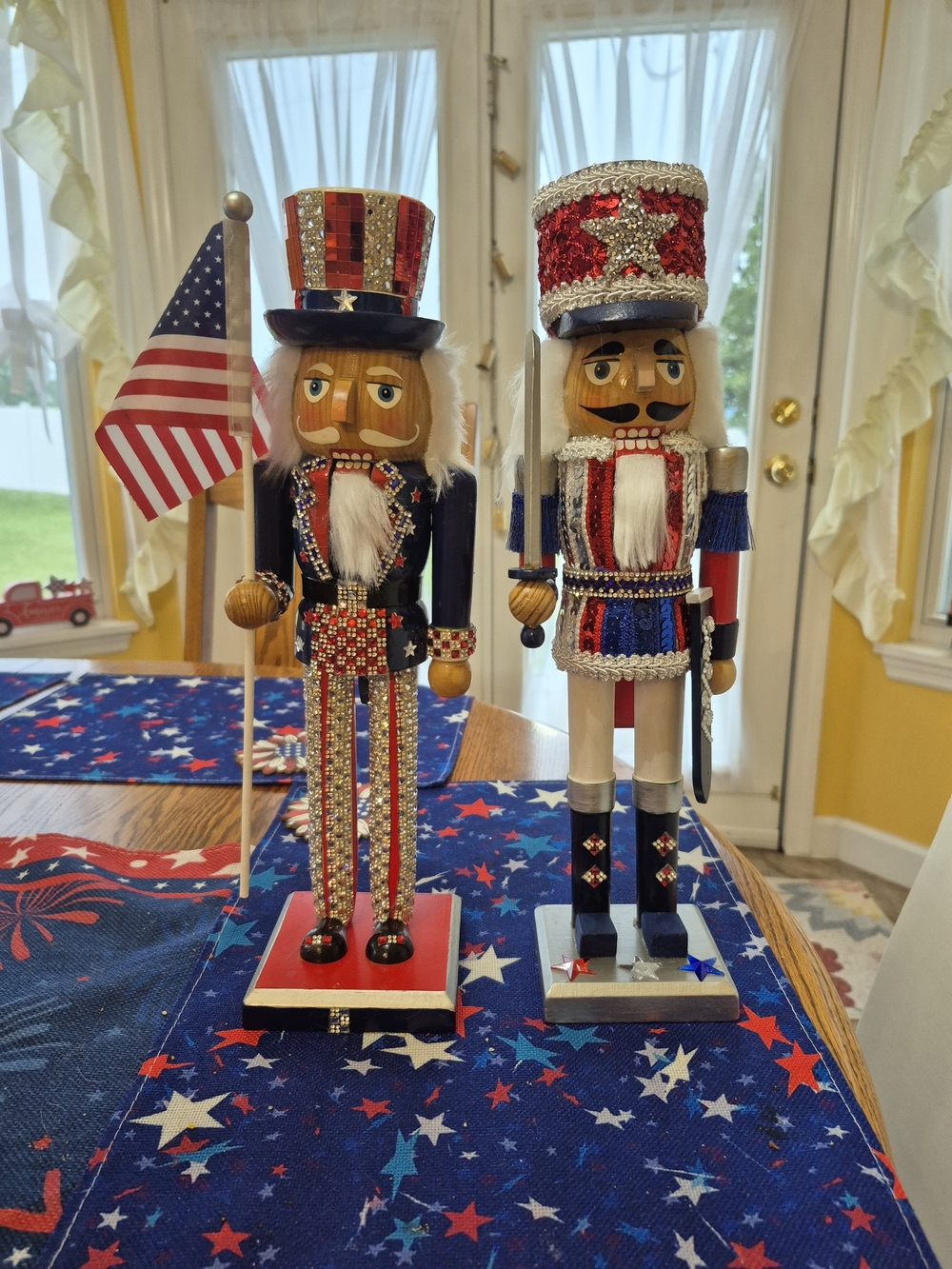Patriotic Red/Blue Decorative Nutcracker Set - Holiday Home Accent